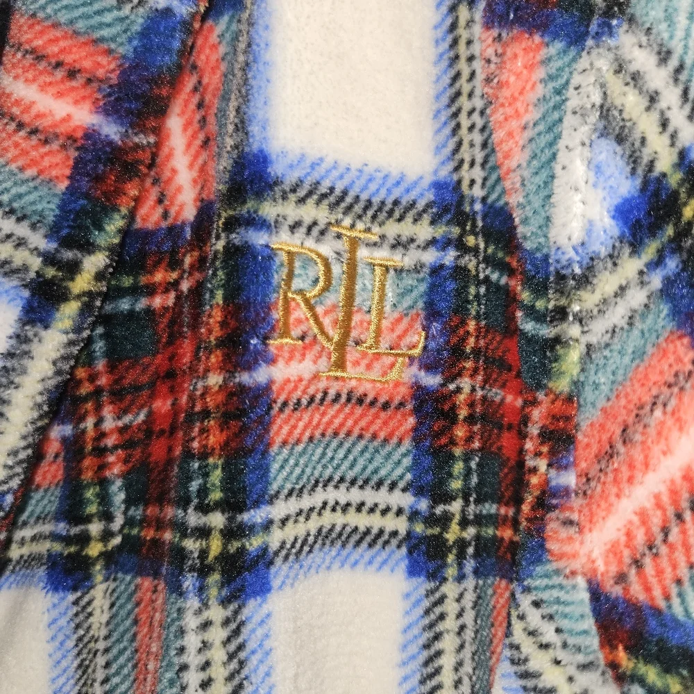 Lauren Ralph Lauren  So Soft Plaid Shawl Wrap Robe Size M